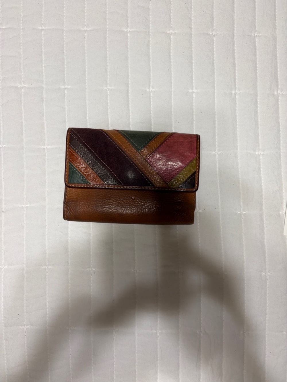 Leather Multi-Color Women’s Wallet - Brown Patchwork Design